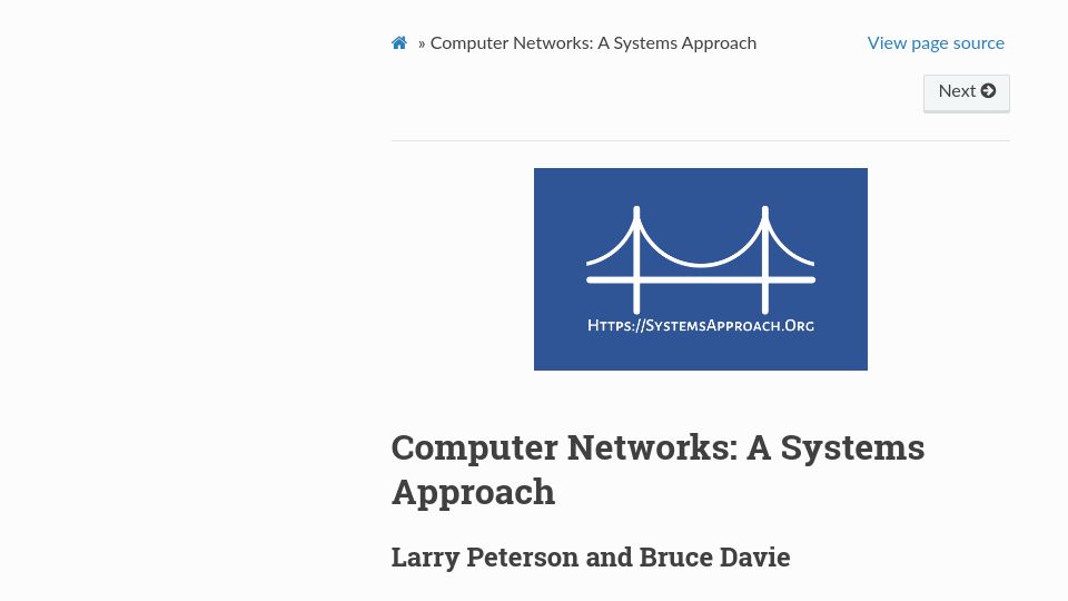 Screenshot of book.systemsapproach.org: Computer Networks: A Systems Approach (2019)
