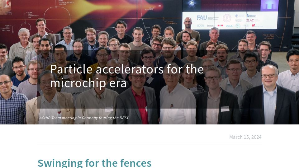 Screenshot of moore.org: Particle accelerators for the microchip era