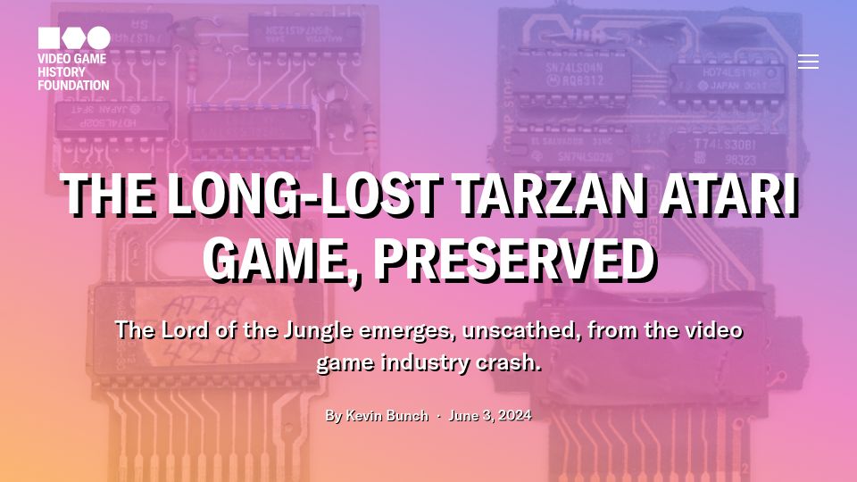 Screenshot of gamehistory.org: The long-lost Tarzan Atari game, preserved