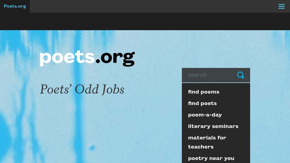 Screenshot of poets.org: Poets' Odd Jobs