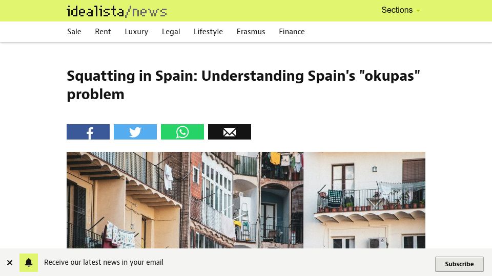 Screenshot of idealista.com: Squatting in Spain: Understanding Spain's "okupas" problem