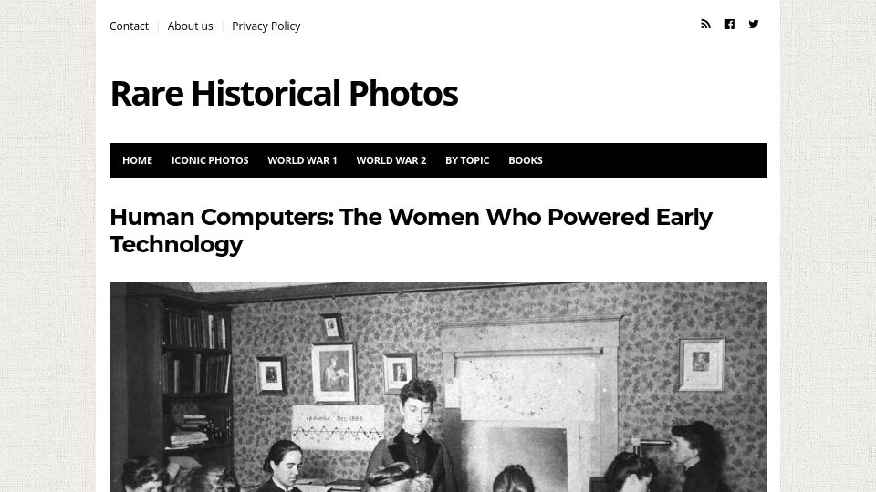 Screenshot of rarehistoricalphotos.com: Human Computers: The Women Who Powered Early Technology