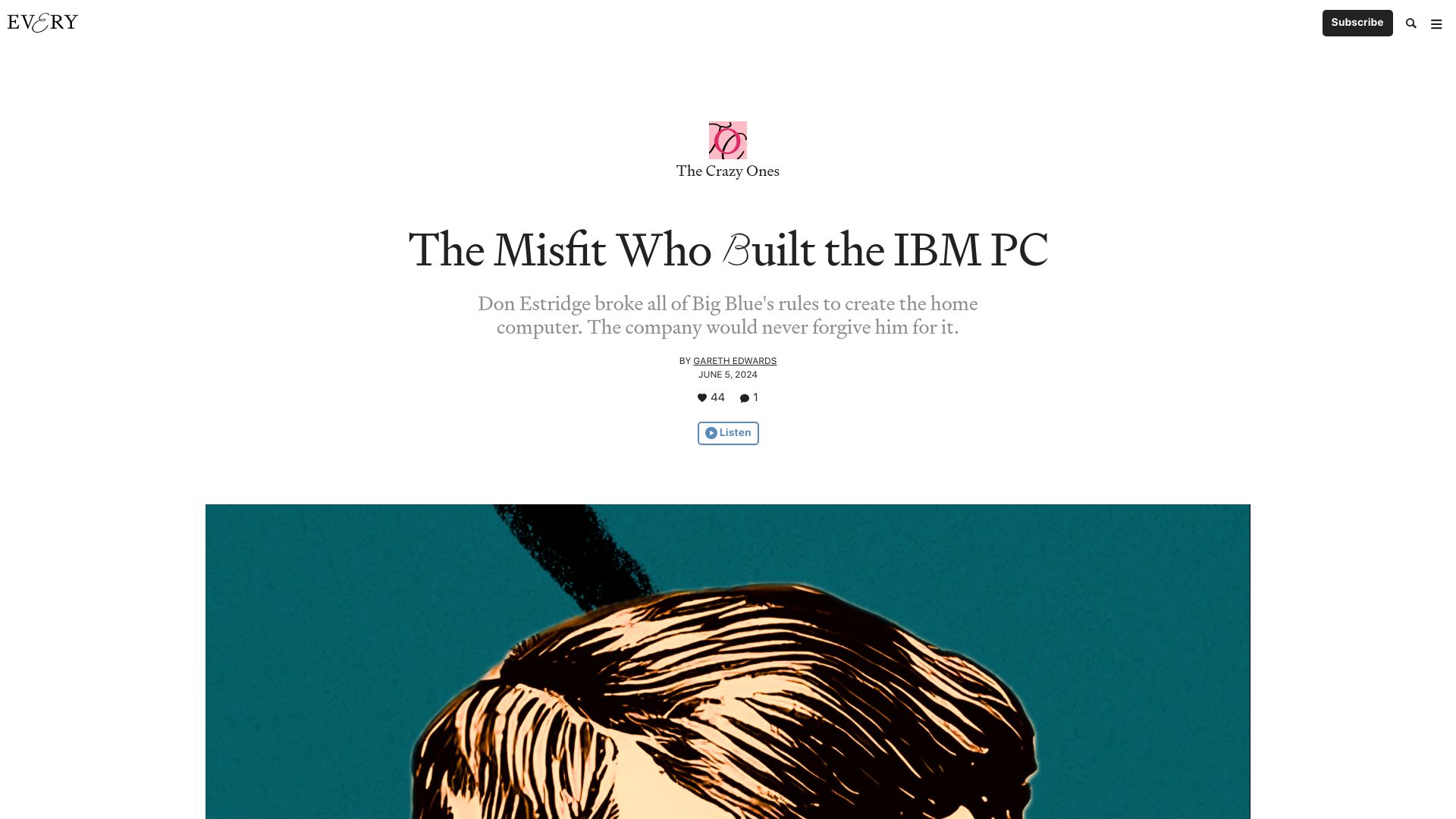 Screenshot of every.to: Don Estridge: A misfit who built the IBM PC