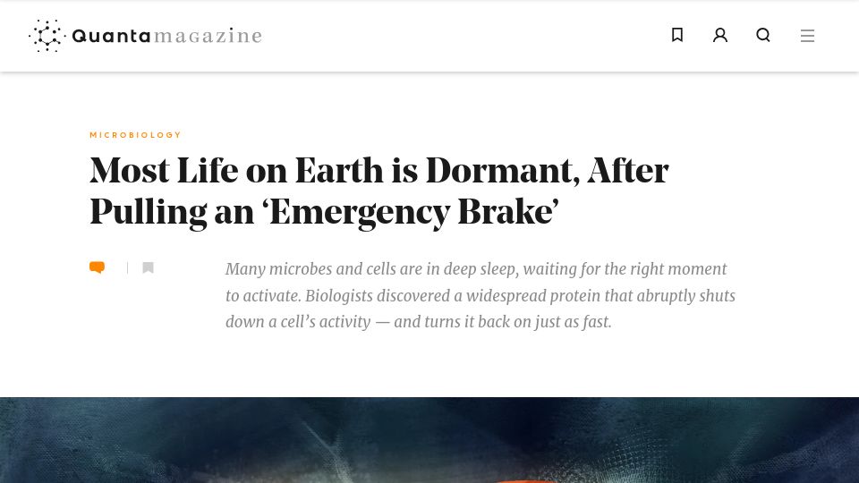 Screenshot of quantamagazine.org: Most life on Earth is dormant, after pulling an 'emergency brake'