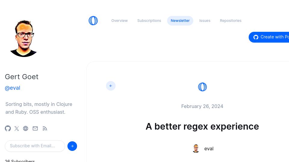Screenshot of polar.sh: A Better Regex Experience
