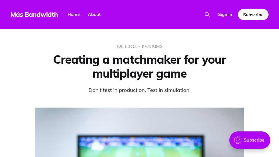 Screenshot of mas-bandwidth.com: Creating a matchmaker for your multiplayer game