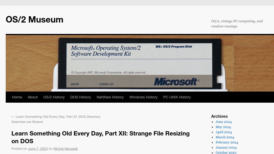 Screenshot of os2museum.com: Strange File Resizing on DOS