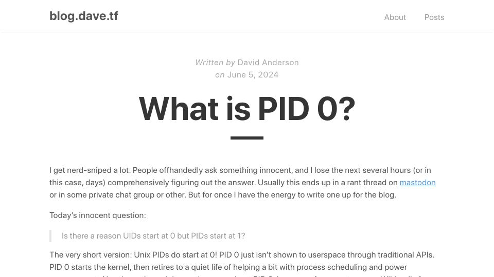 Screenshot of blog.dave.tf: What Is PID 0?