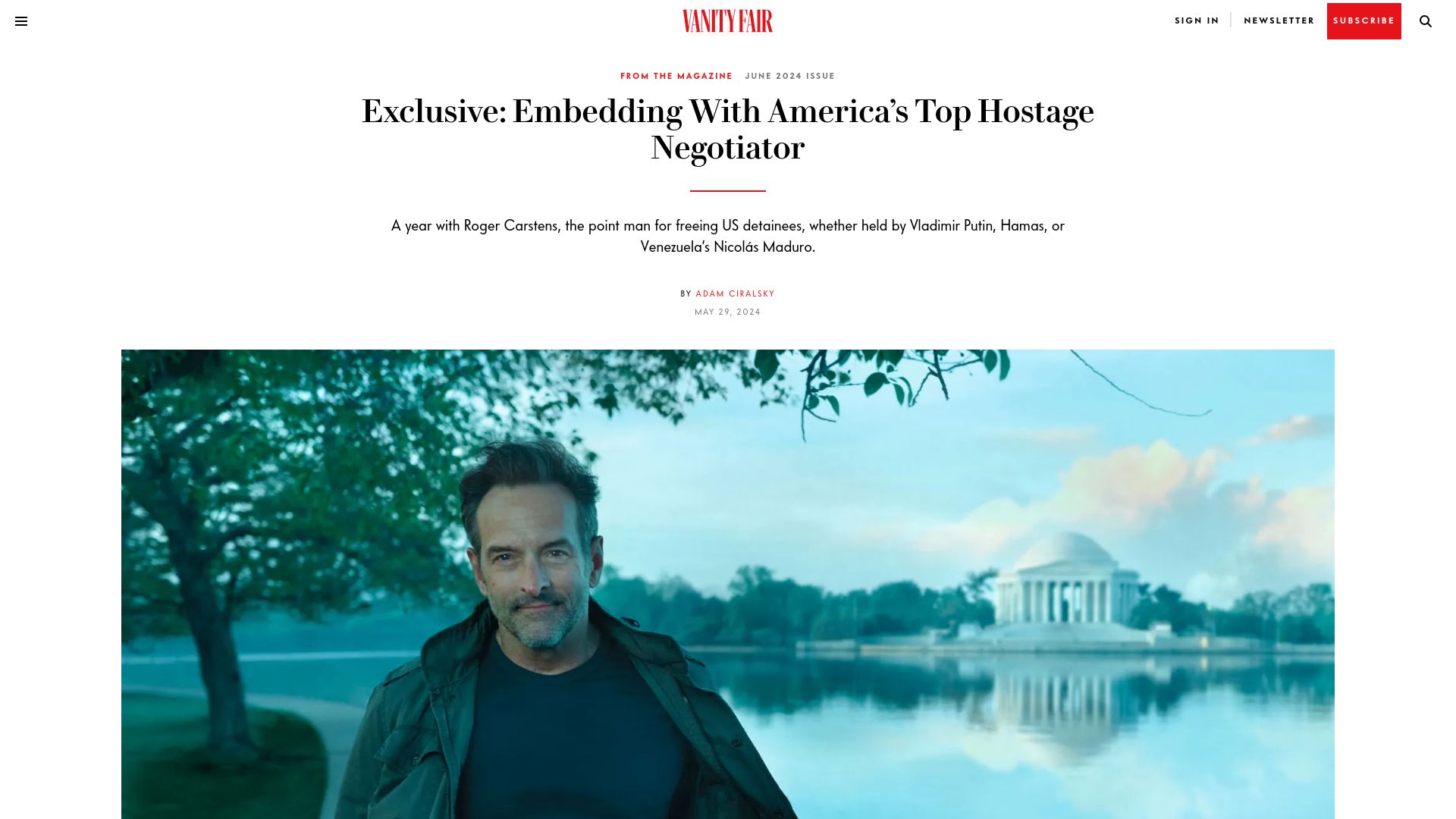 Screenshot of vanityfair.com: Embedding with America's top hostage negotiator
