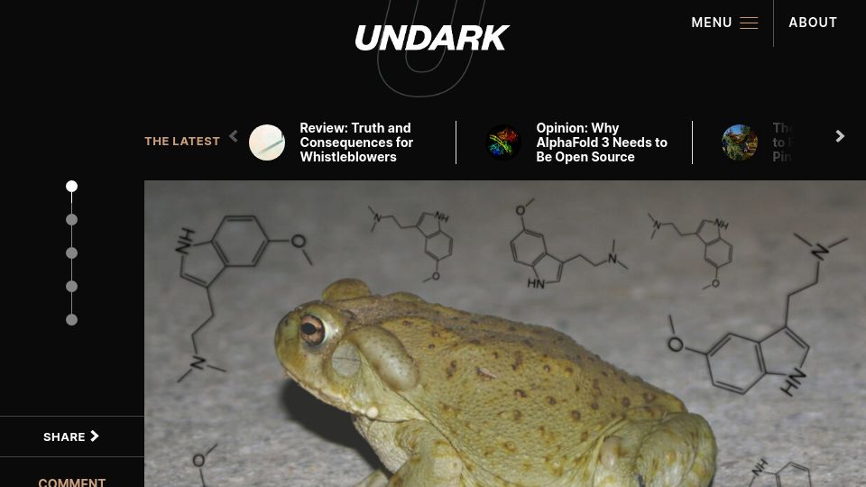 Screenshot of undark.org: The Promise of 5-MeO-DMT