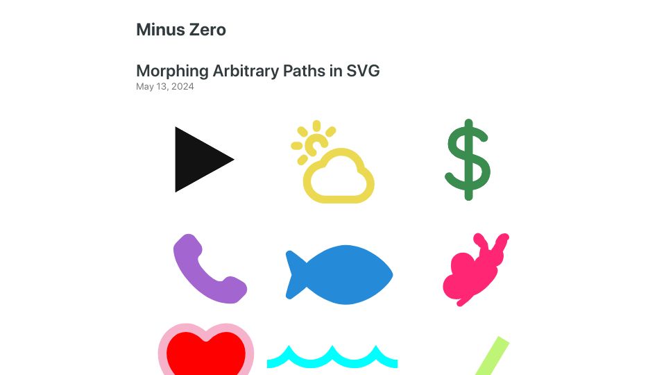 Screenshot of minus-ze.ro: Morphing Arbitrary Paths in SVG