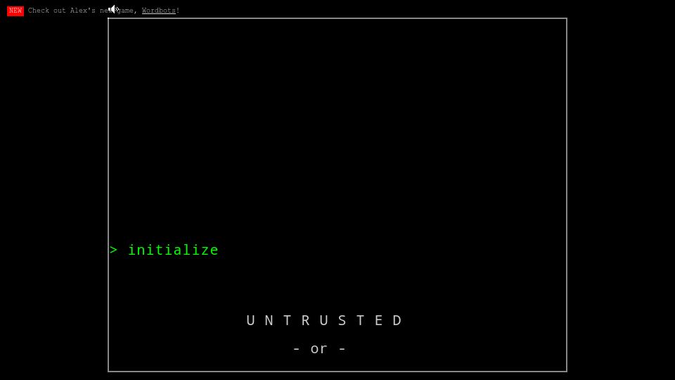 Screenshot of alexnisnevich.github.io: Untrusted – a meta-JavaScript adventure game