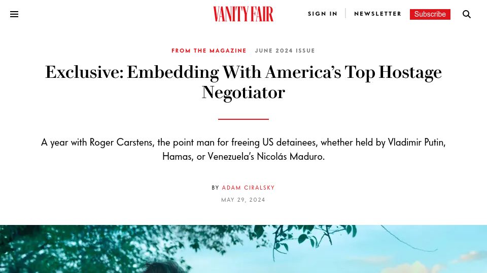 Screenshot of vanityfair.com: Embedding with America's top hostage negotiator