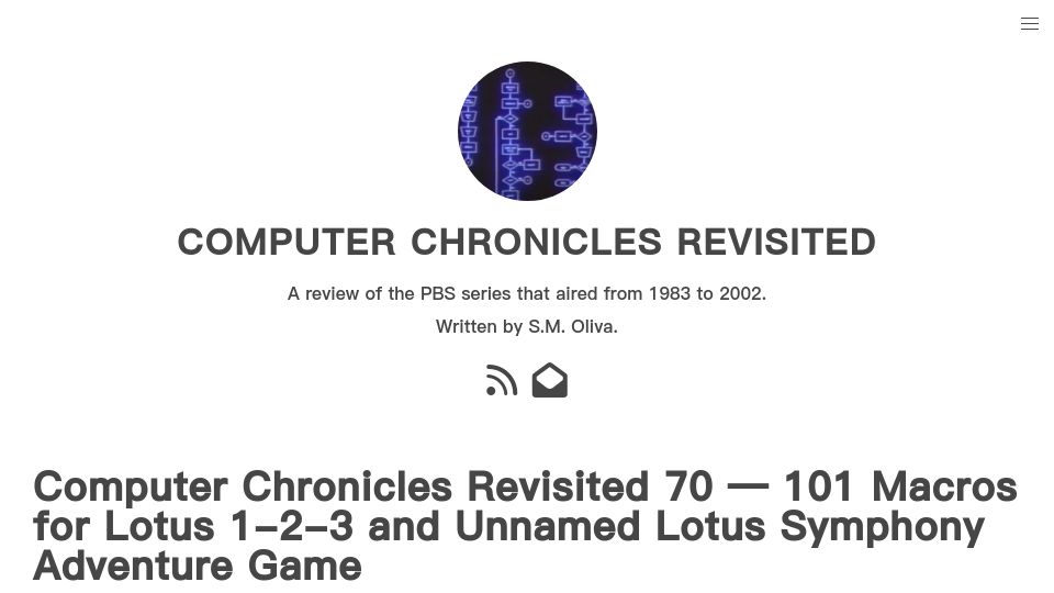 Screenshot of smoliva.blog: 101 Macros for Lotus 1-2-3 and Unnamed Lotus Symphony Adventure Game (2022)