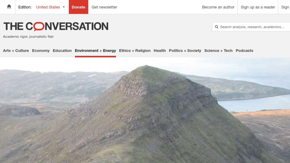 Screenshot of theconversation.com: Giant earthworms have transformed the Isle of Rum's landscape
