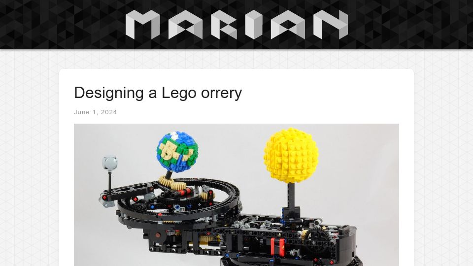 Screenshot of marian42.de: Designing a Lego orrery