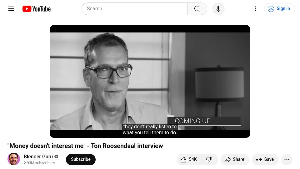 Screenshot of youtube.com: Interview with Ton Roosendaal, the man behind Blender (2018) [video]