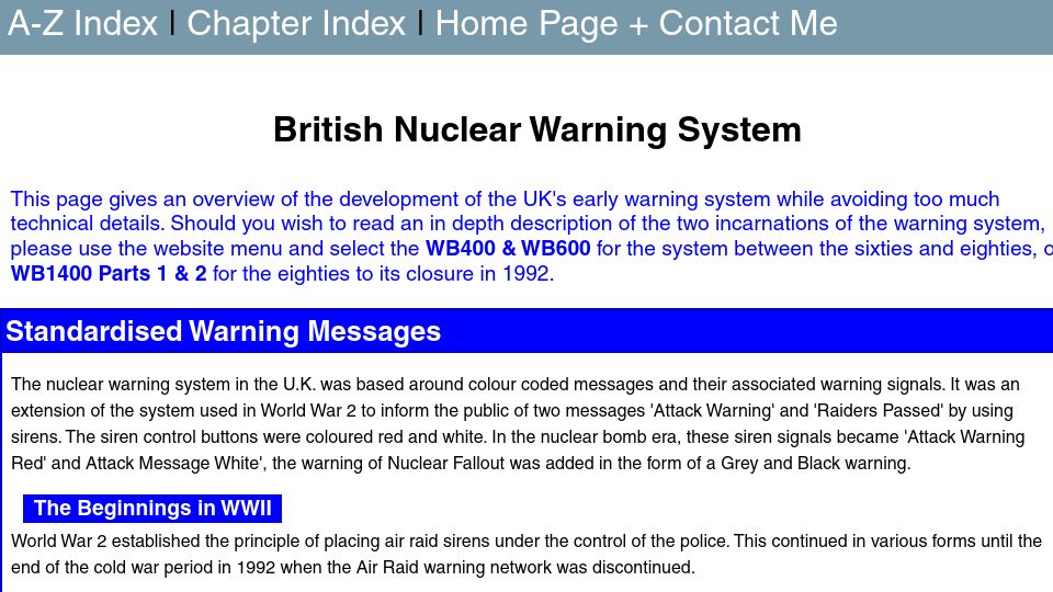 Screenshot of ringbell.co.uk: British Nuclear Warning System