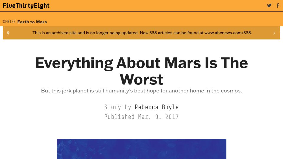 Screenshot of fivethirtyeight.com: Everything about Mars is the worst (2017)