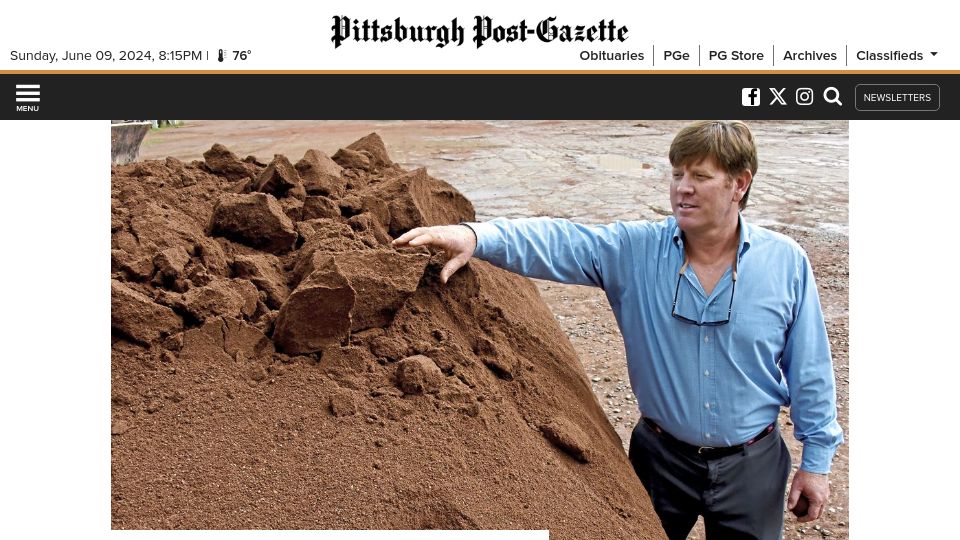 Screenshot of post-gazette.com: Western Pennsylvania dirt is used in the infields of most MLB stadiums (2017)