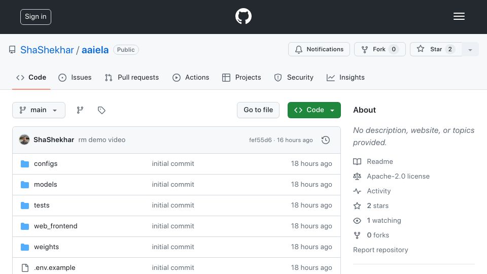 Screenshot of github.com: Show HN: AI assisted image editing with audio instructions