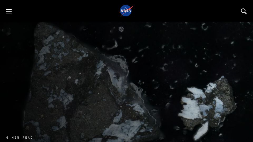 Screenshot of nasa.gov: Surprising Phosphate Finding in NASA's Osiris-Rex Asteroid Sample