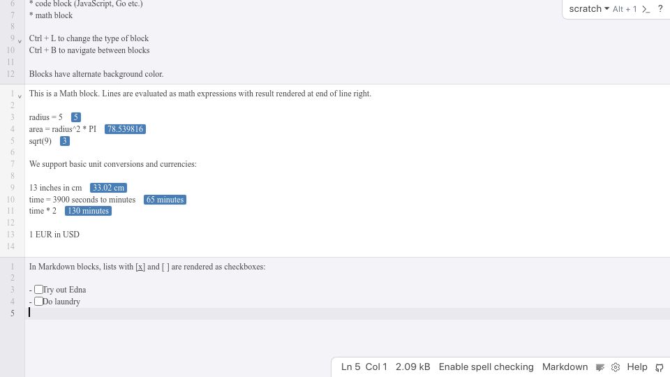 Screenshot of edna.arslexis.io: Show HN: Edna, note taking app for developers
