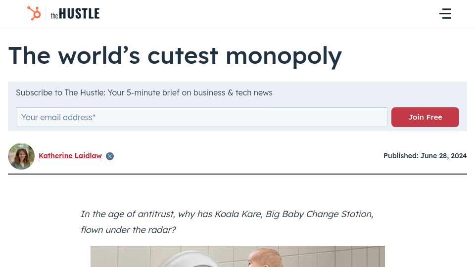 Screenshot of thehustle.co: The cutest monopoly: Koala Kare