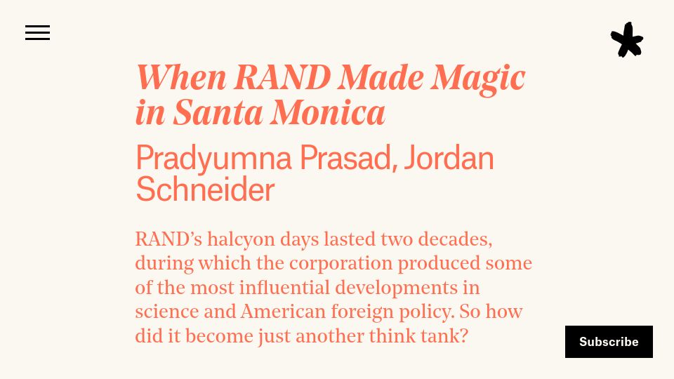 Screenshot of asteriskmag.com: When RAND made magic in Santa Monica