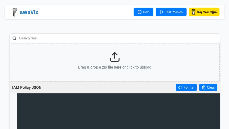 Screenshot of awsviz.dev: Awsviz.dev simplifying AWS IAM policies