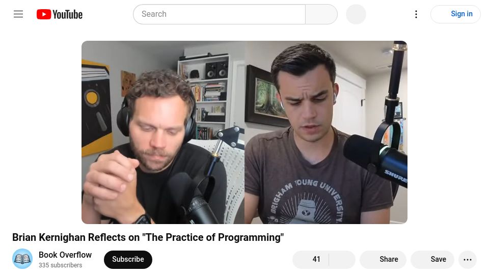 Screenshot of youtube.com: Brian Kernighan on “The Practice of Programming” [video]