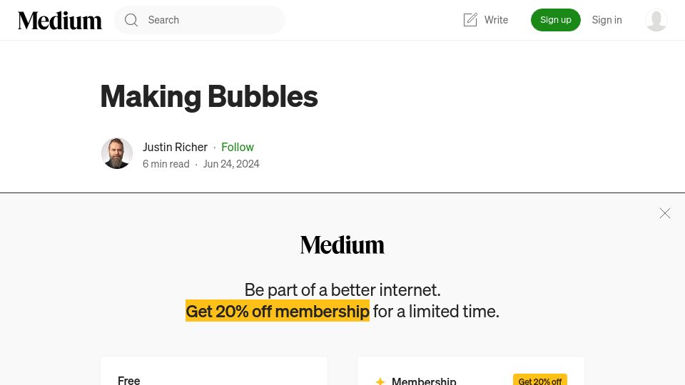 Screenshot of justinsecurity.medium.com: Making Bubbles