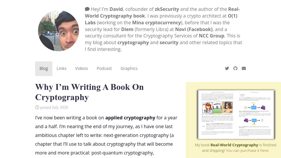 Screenshot of cryptologie.net: Why I'm Writing a Book on Cryptography (2020)