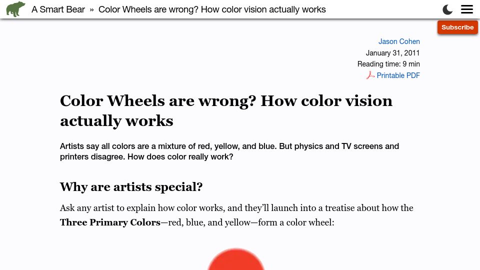 Screenshot of longform.asmartbear.com: Color Wheels Are Wrong