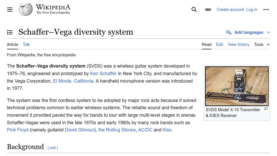 Screenshot of en.wikipedia.org: Schaffer–Vega Diversity System