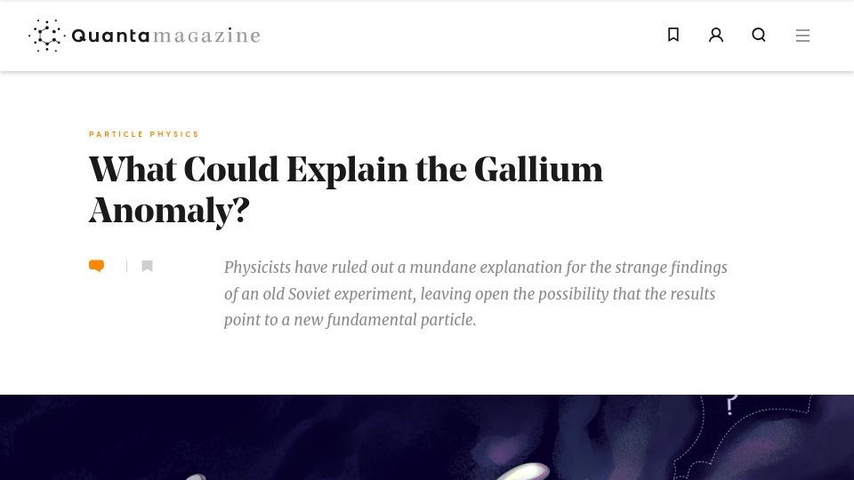 Screenshot of quantamagazine.org: What could explain the gallium anomaly?