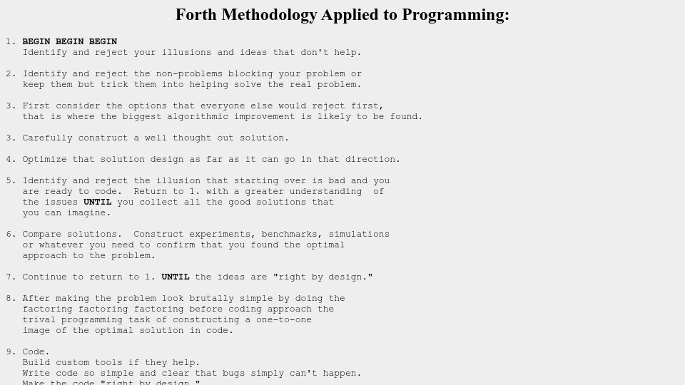 Screenshot of ultratechnology.com: The Forth Methodology of Charles Moore (2001)