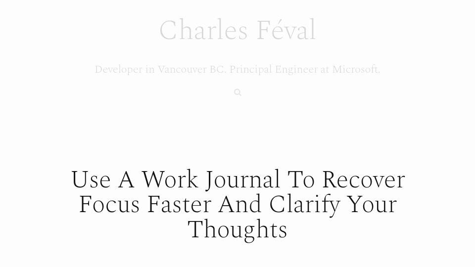 Screenshot of fev.al: Use a work journal
