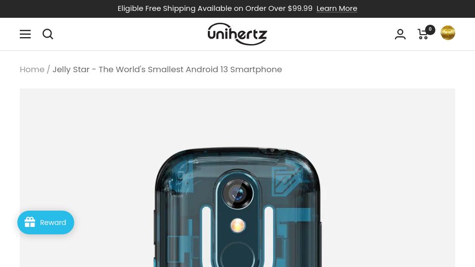 Screenshot of unihertz.com: Jelly Star – The Smallest Android 13 Smartphone