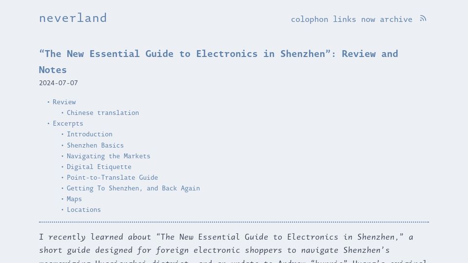 Screenshot of type.cyhsu.xyz: New Essential Guide to Electronics in Shenzhen