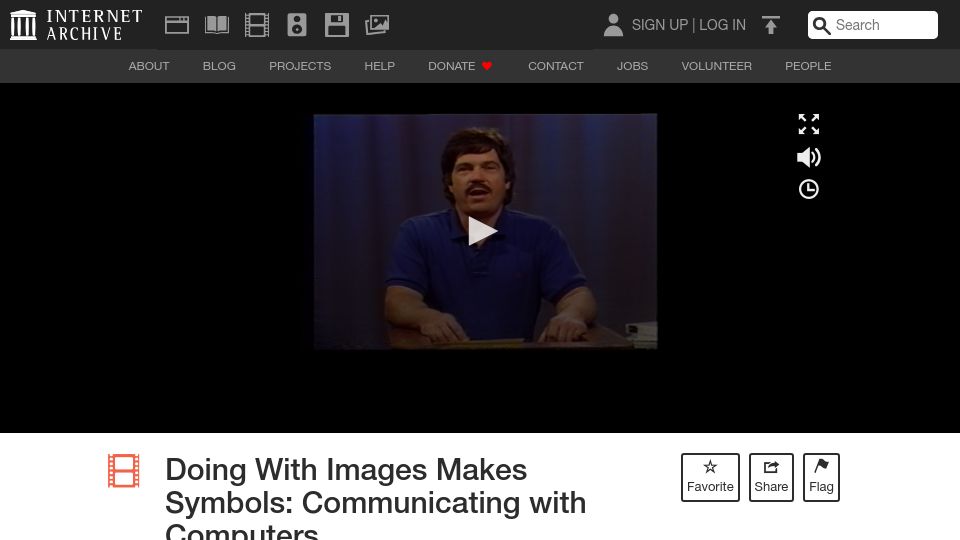 Screenshot of archive.org: Alan Kay – Doing with Images Makes Symbols: Communicating with Computers (1987)