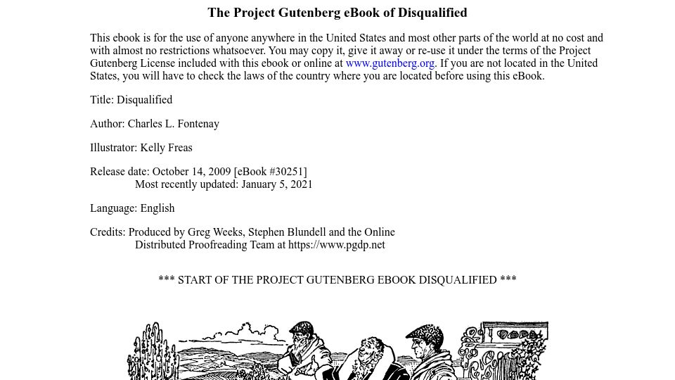 Screenshot of gutenberg.org: Disqualified (1954)