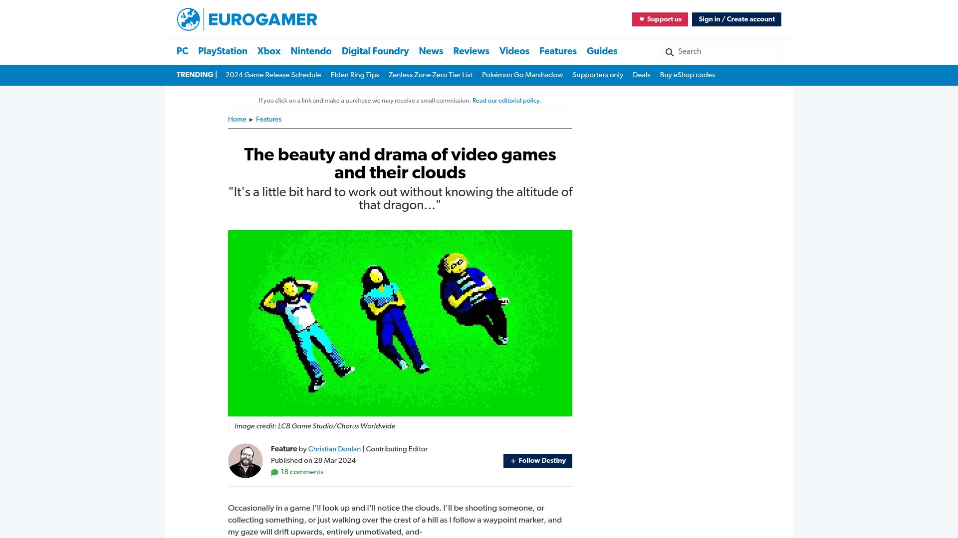 Screenshot of eurogamer.net: Clouds in Video Games