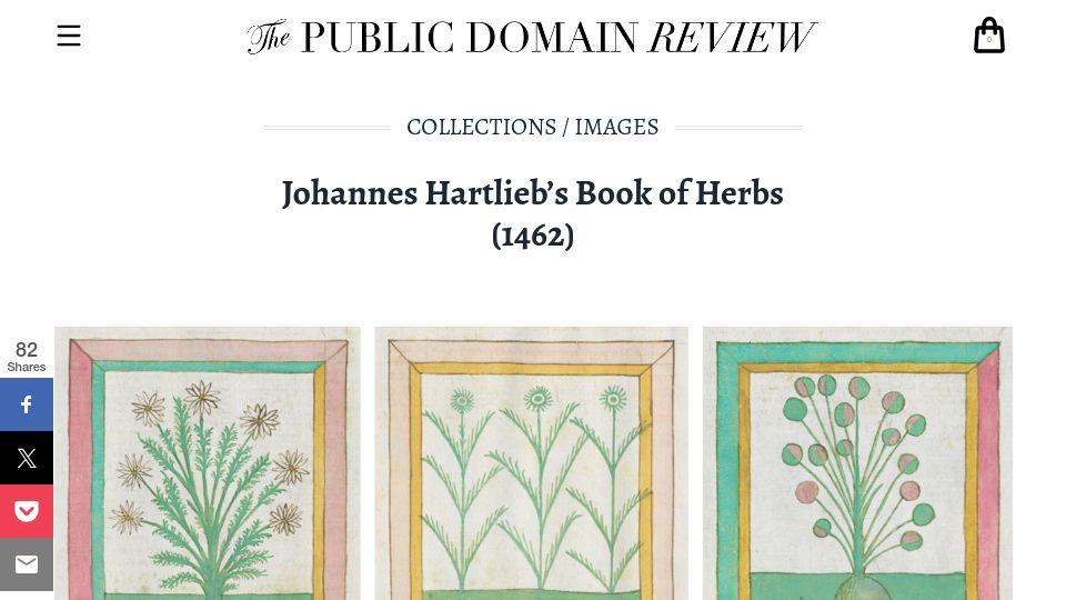 Screenshot of publicdomainreview.org: Johannes Hartlieb's Book of Herbs (1462)
