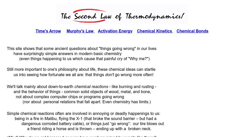 Screenshot of franklambert.net: The Second Law of Thermodynamics (2011)