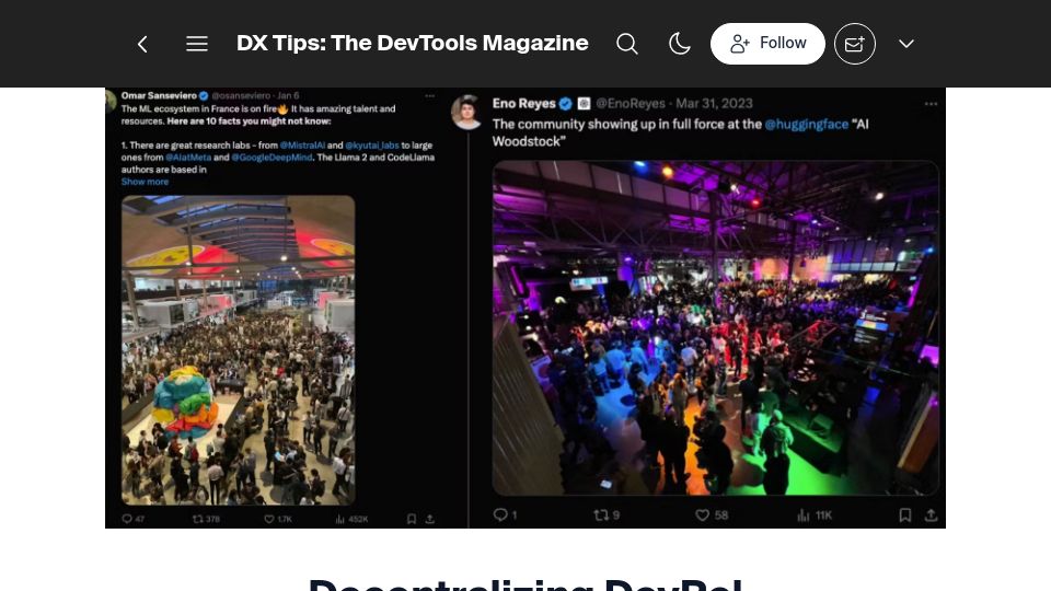 Screenshot of dx.tips: DevRel at HuggingFace