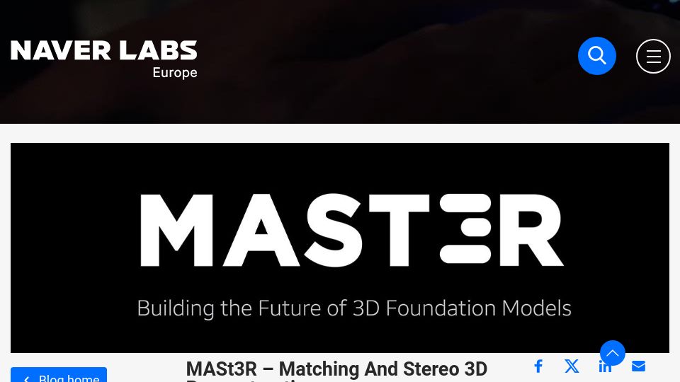 Screenshot of europe.naverlabs.com: MASt3R – Matching and Stereo 3D Reconstruction