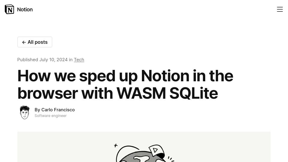 Screenshot of notion.so: How we sped up Notion in the browser with WASM SQLite