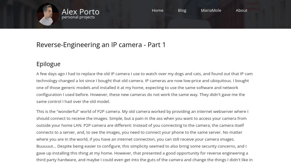 Screenshot of dalpix.com: Reverse-Engineering an IP Camera (2019)