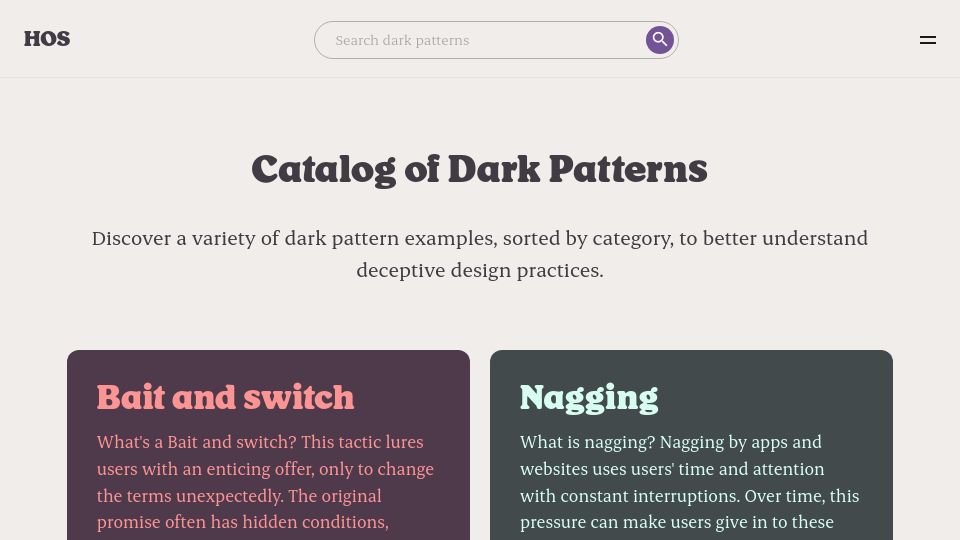 Screenshot of hallofshame.design: Collection of Dark Patterns and Unethical Design